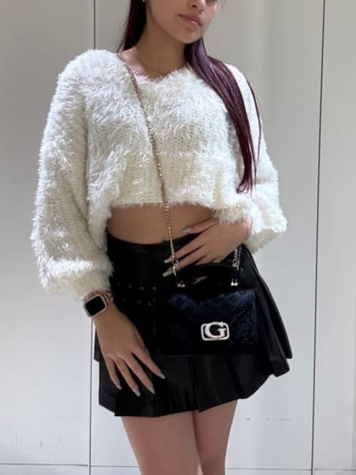 【ネイビー(F7T8)】GUESS ニット セーター レディース(W)NATSUMI Fuzzy Sweater GUESS｜GUESS ニット セーター レディース(W)NATSUMI Fuzzy Sweater
