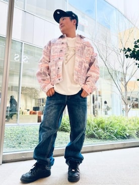 「Guess（ゲス）のアイテム（デニムジャケット）」を使った、GUESS JAPANさん（メンズ・163cm）の春コーディネート