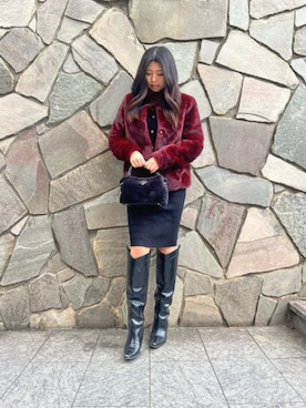 「アイテム（その他アウター）」を使った、GUESS JAPANさん（レディース・155cm）の冬コーディネート