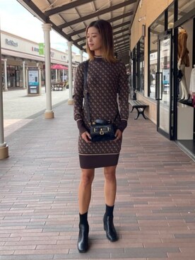 「Guess（ゲス）のアイテム（ワンピース）」を使った、GUESS JAPANさん（レディース・163cm）の冬コーディネート