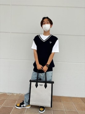 「Guess（ゲス）のアイテム（ベスト）」を使った、GUESS JAPANさん（メンズ・158cm）の夏コーディネート