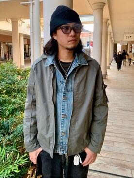 「GUESS」｜「アイテム（ブルゾン）」を使った、GUESS JAPANさん（メンズ・173cm）の冬コーディネート