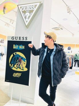 「Guess（ゲス）のアイテム（デニムジャケット）」を使った、GUESS JAPANさん（メンズ・163cm）の春コーディネート