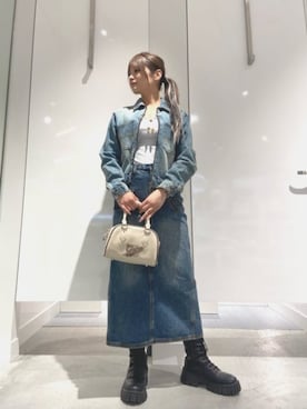 「Guess（ゲス）のアイテム（デニムジャケット）」を使った、GUESS JAPANさん（レディース・158cm）の夏コーディネート