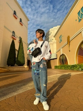 「Guess（ゲス）のアイテム（デニムジャケット）」を使った、GUESS JAPANさん（メンズ・174cm）の秋コーディネート