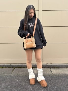 「ロゴパーカー」｜GUESS JAPANさん（レディース・155cm）の冬コーディネート