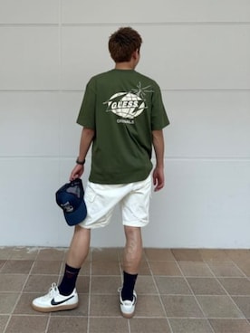 「Guess（ゲス）のアイテム（帽子）」を使った、GUESS JAPANさん（メンズ・174cm）の冬コーディネート