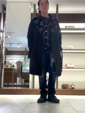 「Guess（ゲス）のアイテム（カーディガン/ボレロ）」を使った、GUESS JAPANさん（メンズ・178cm）の春コーディネート