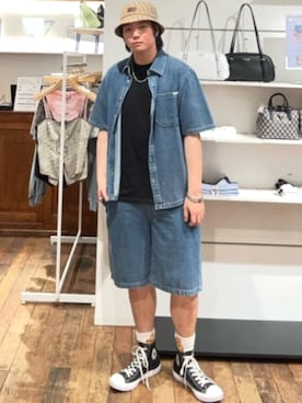 「デニムオンデニム」｜GUESS JAPANさん（メンズ・170cm）の夏コーディネート