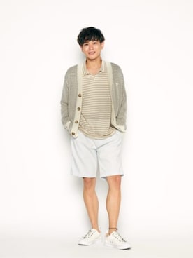 「Guess（ゲス）のアイテム（カーディガン/ボレロ）」を使った、GUESS JAPANさん（メンズ・174cm）の夏コーディネート