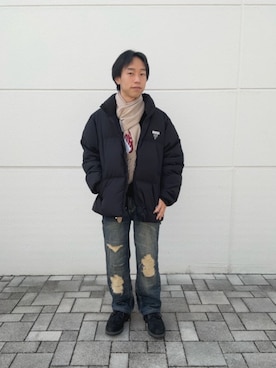 「アイテム（マフラー）」を使った、GUESS JAPANさん（メンズ・158cm）の秋コーディネート