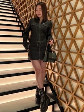 「Guess（ゲス）のアイテム（ワンピース）」を使った、GUESS JAPANさん（レディース・155cm）の冬コーディネート
