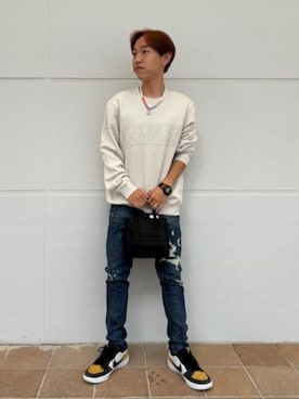 「Guess（ゲス）のアイテム（アクセサリー）」を使った、GUESS JAPANさん（メンズ・158cm）の冬コーディネート