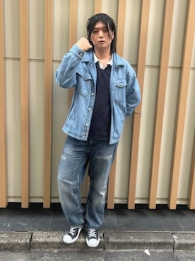「デニムオンデニム」｜GUESS JAPANさん（メンズ・178cm）の秋コーディネート
