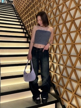「チューブトップ」｜GUESS JAPANさん（レディース・155cm）の夏コーディネート