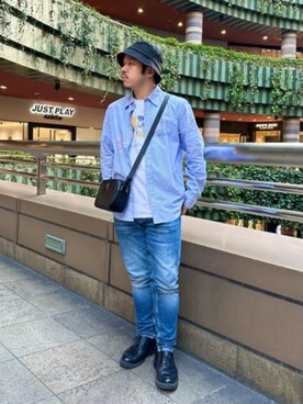 「Guess（ゲス）のアイテム（帽子）」を使った、GUESS JAPANさん（メンズ・167cm）の春コーディネート