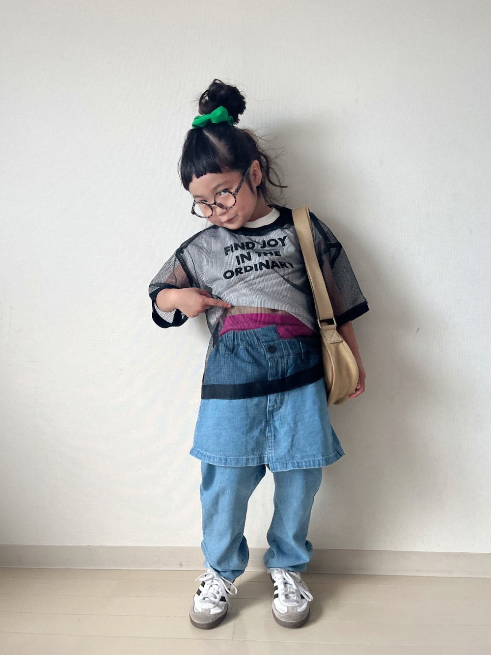 「CIAOPANIC TYPYの【KIDS】デニムスカパン（デニムパンツ、ブルー系）」を使った、* 𝚝𝚘𝚛𝚒𝚌𝚘𝚝*さん（キッズ・100cm）の夏コーディネートの1枚目の写真