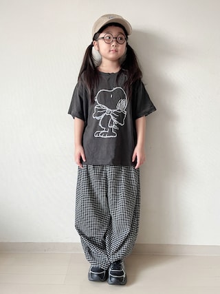 「LOWRYS FARM（ローリーズファーム）の【SNOOPY】クラッシュTシャツ　 656759（Tシャツ/カットソー）」を使った、* 𝚝𝚘𝚛𝚒𝚌𝚘𝚝*さん（キッズ・120cm）の夏コーディネート