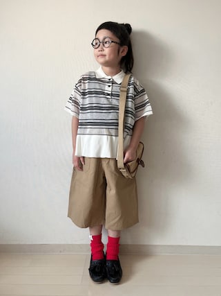 「Fluffy BROTHERS（フラッフィーブラザーズ）のペインターハーフパンツ（その他パンツ）」を使った、* 𝚝𝚘𝚛𝚒𝚌𝚘𝚝*さん（キッズ・120cm）の夏コーディネート