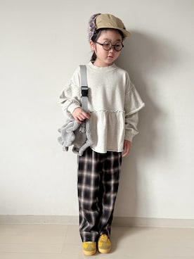 「アイテム（Tシャツ/カットソー）」を使った、* 𝚝𝚘𝚛𝚒𝚌𝚘𝚝*さん（キッズ・110cm）の秋コーディネート