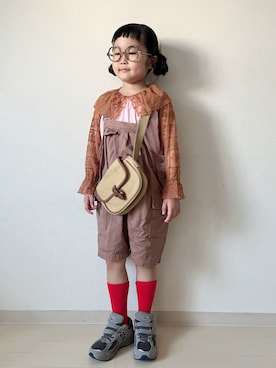 「アイテム（サロペット/オーバーオール）」を使った、* 𝚝𝚘𝚛𝚒𝚌𝚘𝚝*さん（キッズ・110cm）の秋コーディネート