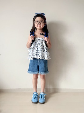 「アイテム（バンダナ/スカーフ）」を使った、* 𝚝𝚘𝚛𝚒𝚌𝚘𝚝*さん（キッズ・110cm）の夏コーディネート