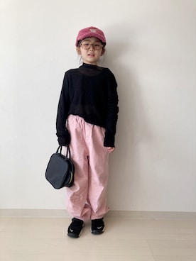 「アイテム（ニット/セーター、ブラック系）」を使った、* 𝚝𝚘𝚛𝚒𝚌𝚘𝚝*さん（キッズ・127cm）の秋コーディネート