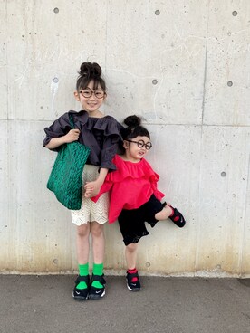 「スカラップ」｜* 𝚝𝚘𝚛𝚒𝚌𝚘𝚝*さん（キッズ・123cm）の春コーディネート