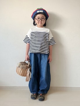 「アイテム（Tシャツ/カットソー、ブラック系）」を使った、* 𝚝𝚘𝚛𝚒𝚌𝚘𝚝*さん（キッズ・120cm）の夏コーディネート