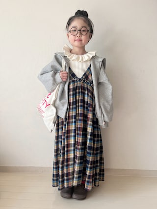 「LOWRYS FARM（ローリーズファーム）のINDIA IS BEAUTIFULキャミワンピース　 598234（ワンピース）」を使った、* 𝚝𝚘𝚛𝚒𝚌𝚘𝚝*さん（キッズ・120cm）の冬コーディネート