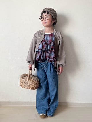 「ikka（イッカ）の【親子コーデ】フェイクスエードブルゾン（120~160cm）（ブルゾン）」を使った、* 𝚝𝚘𝚛𝚒𝚌𝚘𝚝*さん（キッズ・122cm）の秋コーディネート