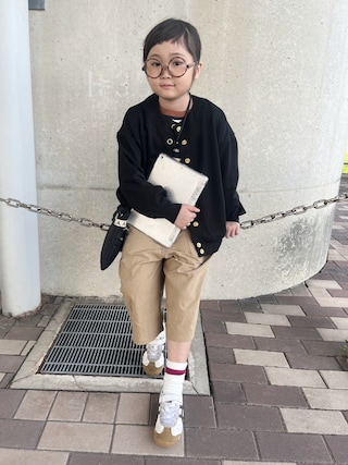 「LOWRYS FARM(ローリーズファーム)のボーダーカット2PLS 1048986(Tシャツ/カットソー)」を使った、* 𝚝𝚘𝚛𝚒𝚌𝚘𝚝*さん(キッズ・122cm)の秋コーディネート