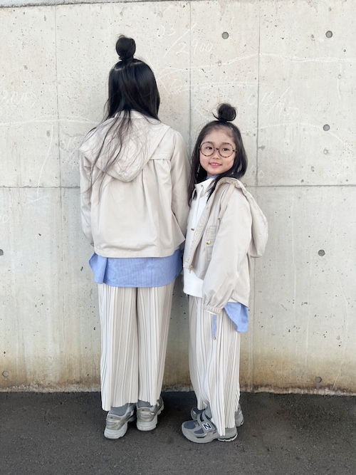 「ikka（イッカ）の【親子コーデ】ナイロンマウンテンパーカー（110~160cm）（マウンテンパーカー）」を使った、* 𝚝𝚘𝚛𝚒𝚌𝚘𝚝*さん（キッズ・120cm）の春コーディネート