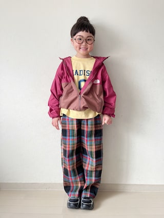 「MARKEY'S(マーキーズ)のイージーワイドチェックパンツ(その他パンツ)」を使った、* 𝚝𝚘𝚛𝚒𝚌𝚘𝚝*さん(キッズ・122cm)の秋コーディネート