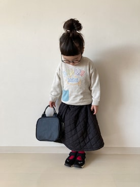 「アイテム（ワンピース、ブラック系）」を使った、* 𝚝𝚘𝚛𝚒𝚌𝚘𝚝*さん（キッズ・90cm）の秋コーディネート