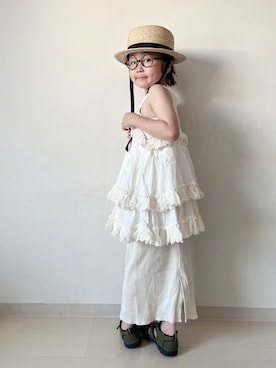 「アイテム（帽子、ベージュ系）」を使った、* 𝚝𝚘𝚛𝚒𝚌𝚘𝚝*さん（キッズ・110cm）の夏コーディネート