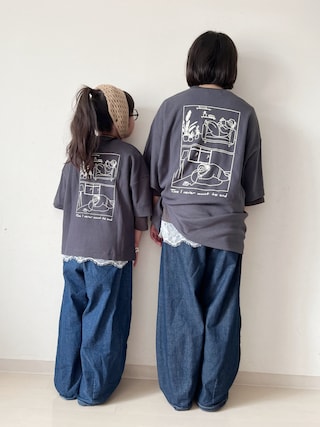 「CIAOPANIC TYPY(チャオパニックティピー)の【ユニセックス】OJISAN刺繍バックプリントワッフルTEE(Tシャツ/カットソー)」を使った、* 𝚝𝚘𝚛𝚒𝚌𝚘𝚝*さん(キッズ・122cm)の秋コーディネート