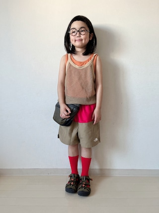 「THE NORTH FACE（ザノースフェイス）の【撥水・速乾・UVカット】THE NORTH FACE /ウォーター ショートパンツ 2025SS （130～150cm）（ラッシュガード）」を使った、* 𝚝𝚘𝚛𝚒𝚌𝚘𝚝*さん（キッズ・110cm）の夏コーディネート