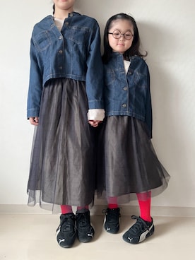「アイテム（スカート）」を使った、* 𝚝𝚘𝚛𝚒𝚌𝚘𝚝*さん（キッズ・110cm）の秋コーディネート