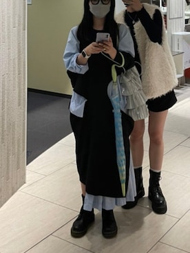 「アイテム（トートバッグ、シルバー系）」を使った、nonさん（レディース・156cm）の冬コーディネート