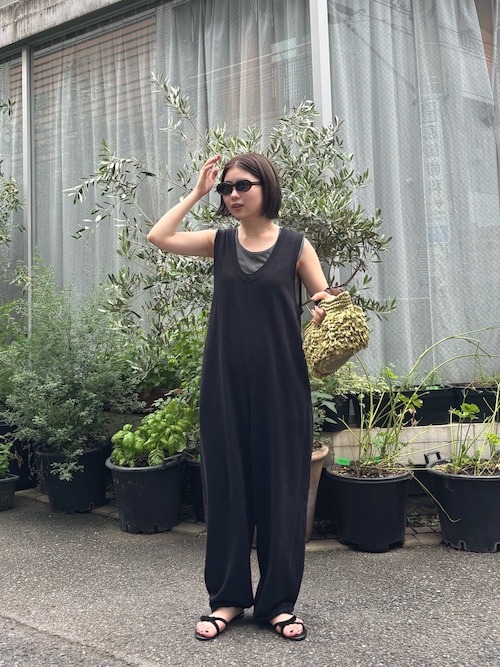 【willow】スラブ裏毛裾ドロストオールインワン