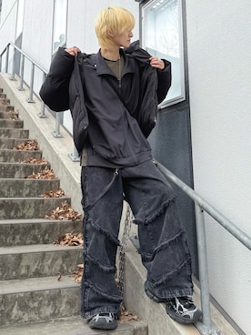 「アイテム（ブルゾン）」を使った、taiさん（メンズ・179cm）の冬コーディネート