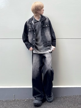 「LILL（リル）の【13oz】ワイドシルエットヴィンテージライクデニムジャケット（Denim jacket、ブルー系）」を使った、taiさん（メンズ・179cm）の春コーディネート