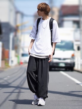 「JUNRED（ジュンレッド）のアイテム（Tシャツ/カットソー）」を使った、taiさん（メンズ・179cm）の春コーディネート