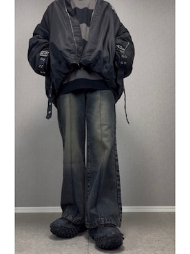 「アイテム（MA-1）」を使った、taiさん（メンズ・179cm）の秋コーディネート