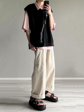 「JUNRED（ジュンレッド）のアイテム（パンツ）」を使った、taiさん（メンズ・179cm）の春コーディネート