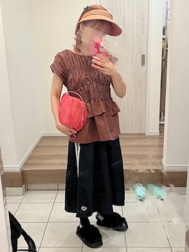 「CA4LA（カシラ）のアイテム（帽子）」を使った、BoOooさん（レディース・153cm）の夏コーディネート