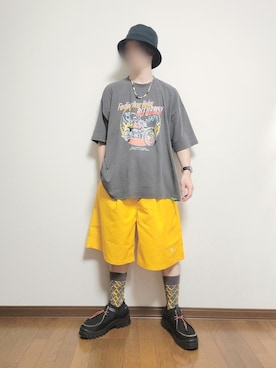「AIVER（アイバー）のアイテム（帽子）」を使った、たっくん63さん（メンズ・163cm）の夏コーディネート