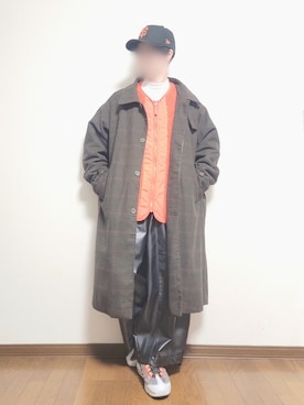 「アイテム（ノーカラージャケット、オレンジ系）」を使った、たっくん63さん（メンズ・163cm）の冬コーディネート