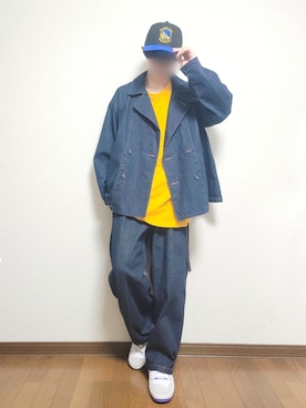 「epnok（エプノック）のアイテム（デニムジャケット）」を使った、たっくん63さん（メンズ・163cm）の春コーディネート